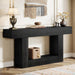 63" Console Table, Farmhouse 2-Tier Entryway Table with U-Shaped Base, Narrow Long Wood Sofa Table behind Couch Table for Living Room, Hallway, Foyer, Black
