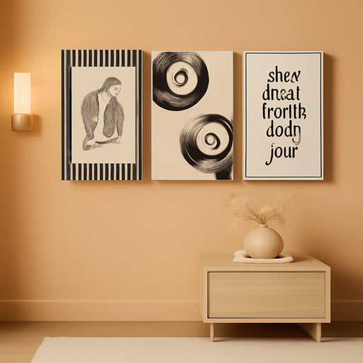 Cheetah BlackBeigeStripe Canvas Wall Art 16x24 Framed