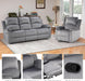 Manual Reclining Couch Set for Living Room, Include 1 Recliner Chair, 3 Seat Sofa, Soft Microfiber Recliner Sofa Furniture Set for Home and Office, Grey