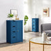Wooden Bathroom Floor Cabinet, Side Storage Organizer Cabinet with 4 Drawers and 1 Cupboard, Freestanding Entryway Storage Unit Console Table, Bathroom Furniture Home Decor, Navy Blue