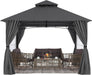 Patio Gazebo Steel Frame Outdoor Gazebo with Windows Curtains (11X11,Dark Gray)