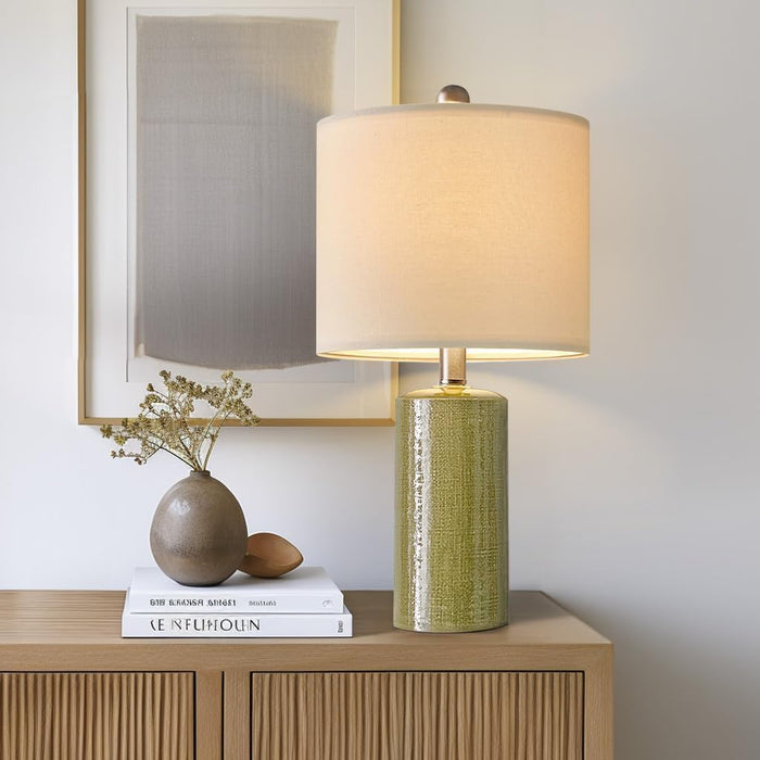 Industrial Green Ceramic Nightstand Table Lamp Modern