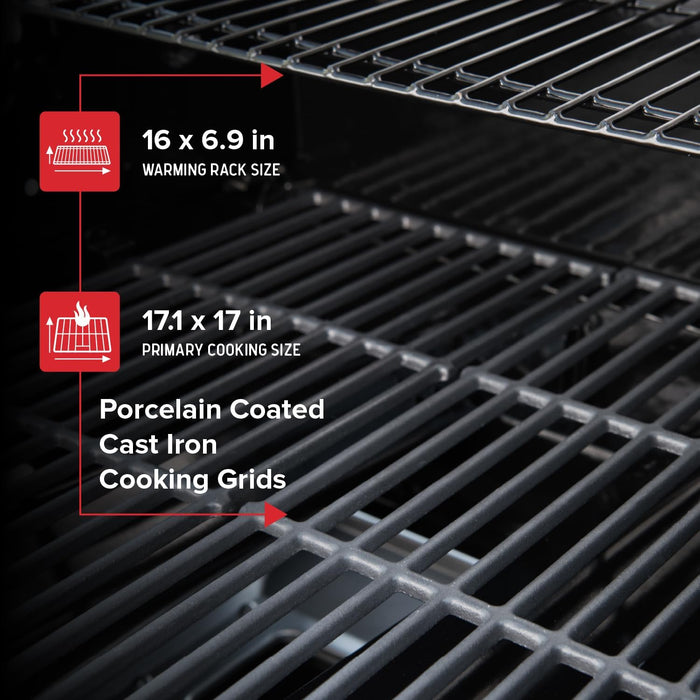 Deluxe 2-Burner Gas Grill with 401 SQ in Grate, 28000 Btus, Stainless Steel Control Panel & Foldable Side Table, Propane BBQ Grill for Outdoor Cooking, Patios, Backyards and More - 720-0864RA