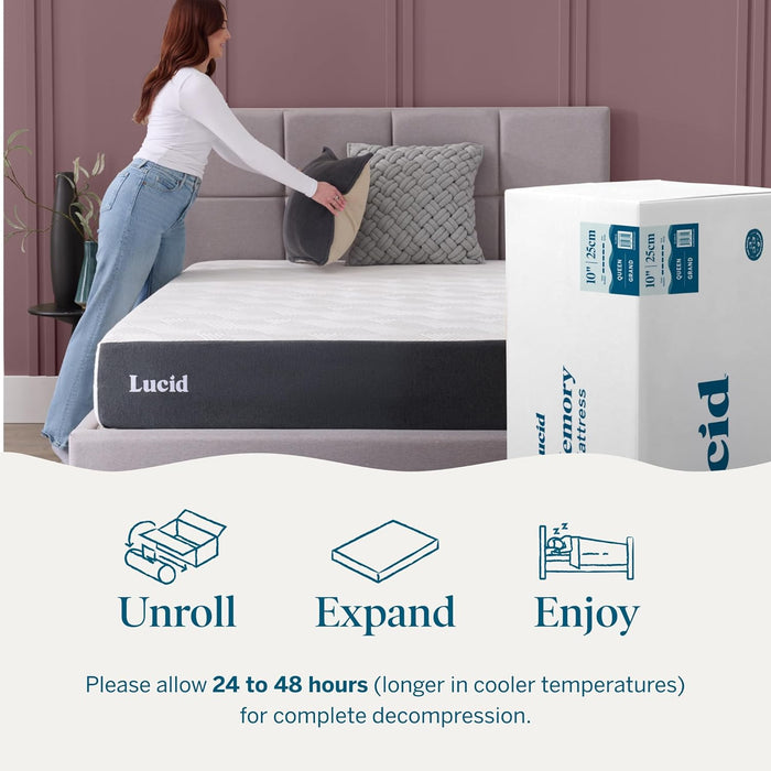 ® 10" Medium Gel Memory Foam Mattress – Bamboo Charcoal & Cooling Gel – Fiberglass Free – Bed in a Box – Certipur-Us® Certified – Queen Size
