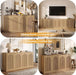 63" Sideboard Buffet Cabinet with Storage, Fluted Credenza