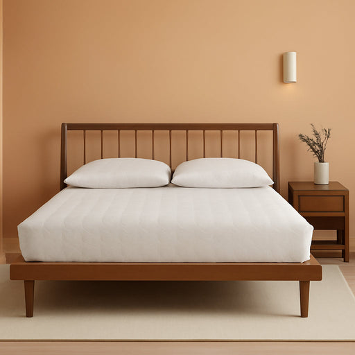 Calderon Retro-Modern Walnut Brown Finished Wood Queen Size Platform Bed