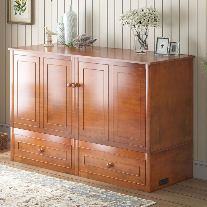 Queen Cabinet Murphy Bed With USBCharge StorageDrawers