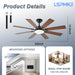 52 Inch Ceiling Fans with Lights, Brown Ceiling Fan with Light and Remote Control, Reversible DC Motor, 3CCT, Dimmable, Timer, Noiseless, Ceiling Fan for Bedroom Living Room, Indoor/Outdoor Use