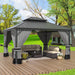 12x14 Gray Hardtop Gazebo Outdoor Weatherproof Netting