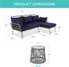Outdoor Rope Woven Sectional Patio Furniture L-Shaped Conversation Sofa Set for Backyard, Porch W/Thick Cushions, Detachable Lounger, Side Table - Gray/Navy