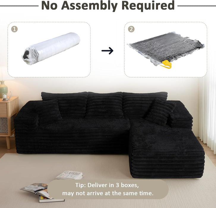103Inch LShaped Modular Sectional Sofa EbonyVelvet