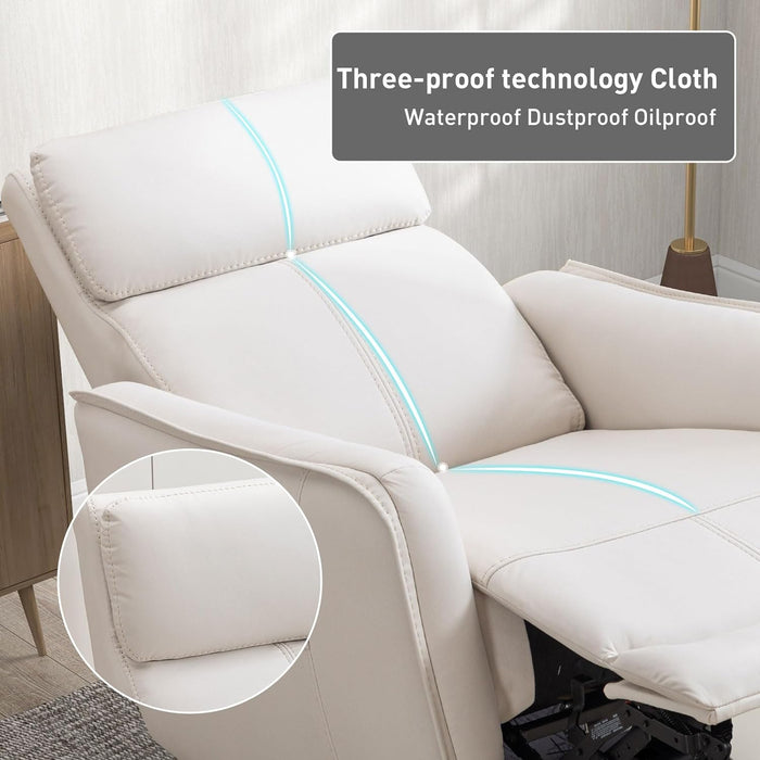 Beige Power Recliner with USB, Glider Rocker