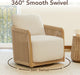 Cream Braid Swivel Contemporary Armchair Metal Frame