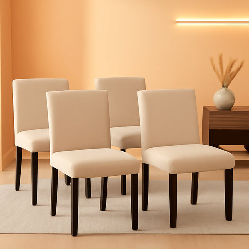 Dining Chairs Urban Style Fabric Parson Chairs Kitchen Living Room Armless Side Chair with Solid Wood Legs Set of 4 (Beige)