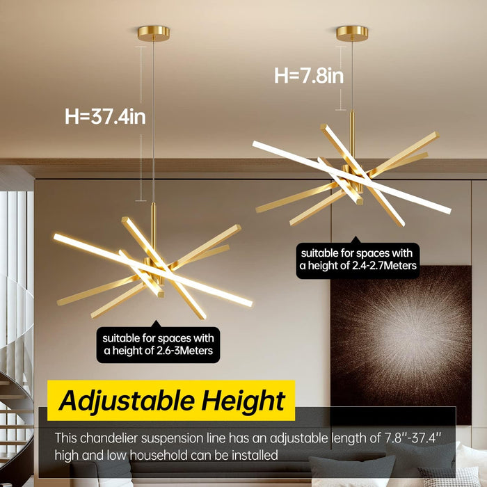Gold 31 Inch LED Sputnik CeilingChandelier Dimmable