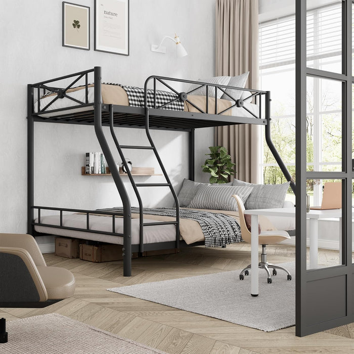 JetBlack IndustrialGrade Steel Twin Over Full BunkBed