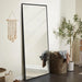 47"X16" Full Length Mirror with Standing Holder Aluminum Alloy Frame Floor Mirror Wall-Mounted Mirror for Living Room, Bedroom, Hanging or Leaning against Wall, Black (With Stand)