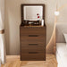 3 in 1 Vanity Desk with Mirror and Lights,Small Make up Vanity Set with Visible Glass Desktop,Compact Makeup Vanity with 3 Drawers & Stool, Dressing Table for Bedroom (Walnut, 18.9" L)