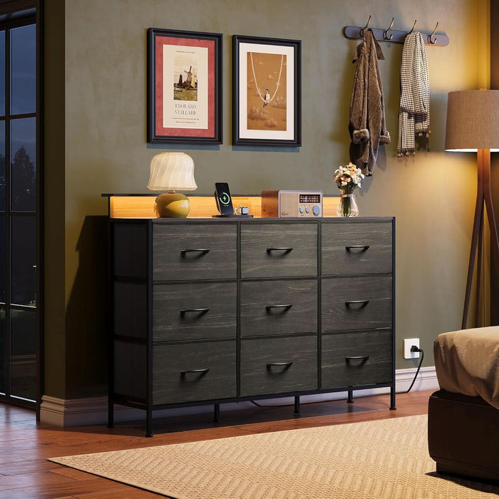 Dresser TV Stand 55 Inch With LED Lighting And Charging