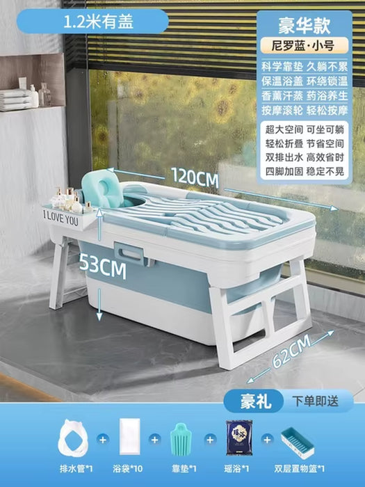 Portable Folding Bathtub for Adults Hot Bath Spa Plastic Bathtubs Children Swimming Pool Bucket Sauna Lid Cover House Bath Tub Z