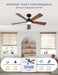 48 Inch Ceiling Fans with Lights and Remote, Downrod Mount, Sloped Ceiling Compatible up to 15°, Quiet Reversible DC Motor, 3CCT Dimmable LED, Black Ceiling Fan for Bedroom Living Room