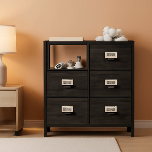 Black Dresser with 5 Drawers