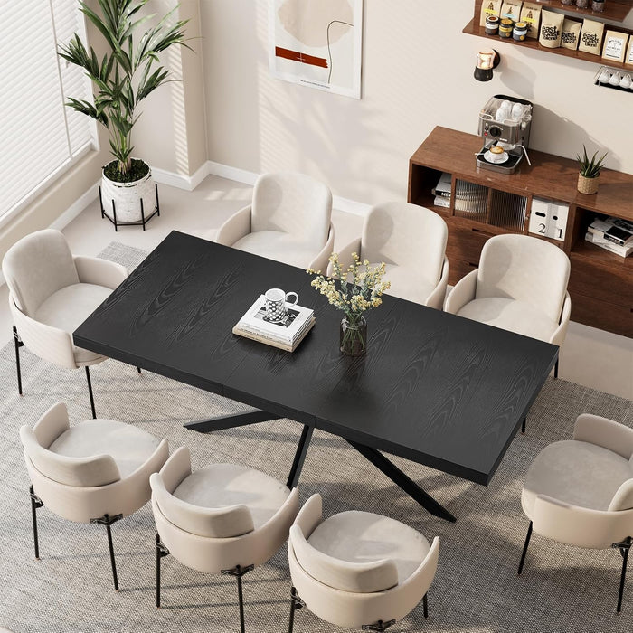 Extendable Dining Room Table for 4 6 8,55"-70" Kitchen Table Leaf,Black | Expandable Rectangle Dining Table,Wood Dining Table W/ Hidden Leaf & Storage, Space Saving, Kitchen Dining Living Room,Modern