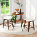 24" Bar Stools Set of 2, Upholstered Counter Height Barstools with Low Back, Footrest, Armless Wood Bar Chairs for Kitchen Island, Dining Room, Brown & Beige