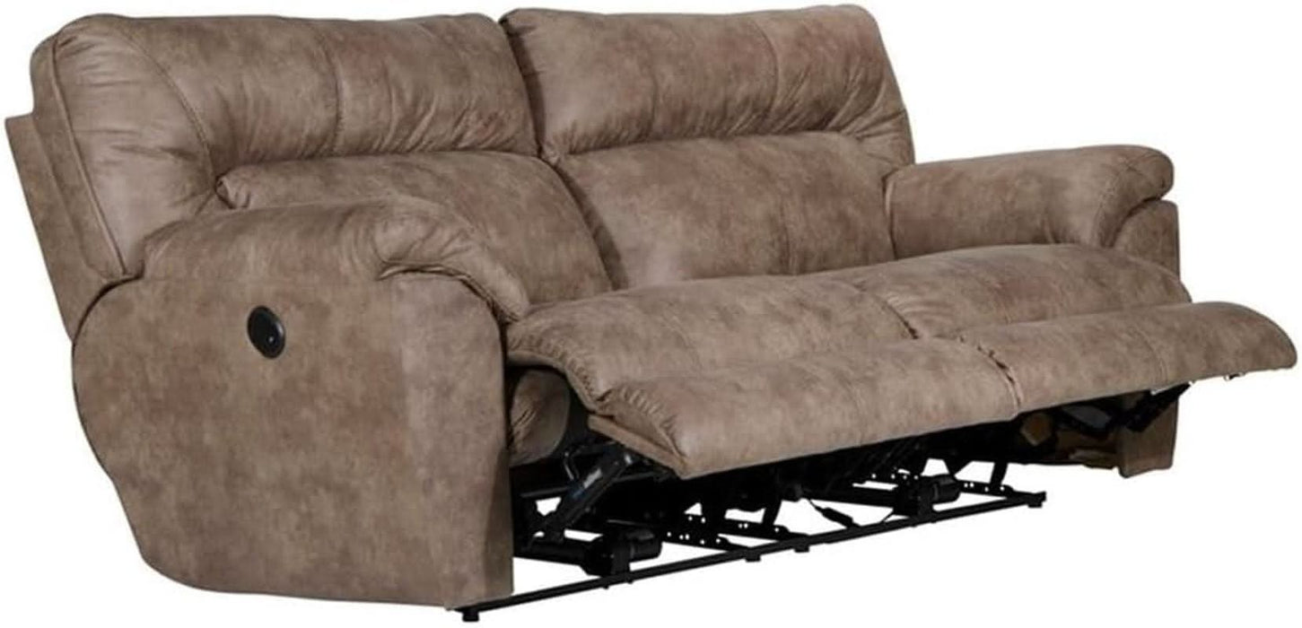 Thompson Power Reclining Sofa in Brown Polyester Fabric
