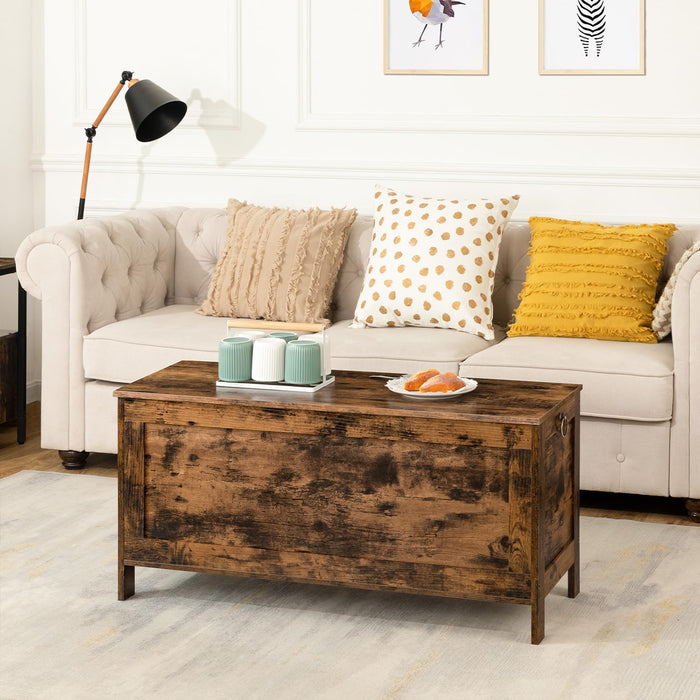 Toy Box, Retro Wooden Look Storage Chest with Safety Hinge, Entryway Storage Bench Supports 220 Lb, 39.4 X 15.7 X 18.9 Inches Toy Chest Organizer, Easy Assembly (Rustic Brown) BF100CW01