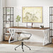 63 Inch Executive Desk, Large Office Desk with Metal Frame, Ergonomic Writing Desk Computer Workstation, Modern Wood Computer Desk for Home Office, Easy Assembly (Brown+White)