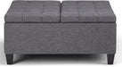 Harrison Coffee Table Storage Ottoman - 36 Inch Wide Upholstered Linen Look Fabric Square Lift-Top Ottoman in Slate Grey, Transitional Ottoman for Living Room with Hidden Storage