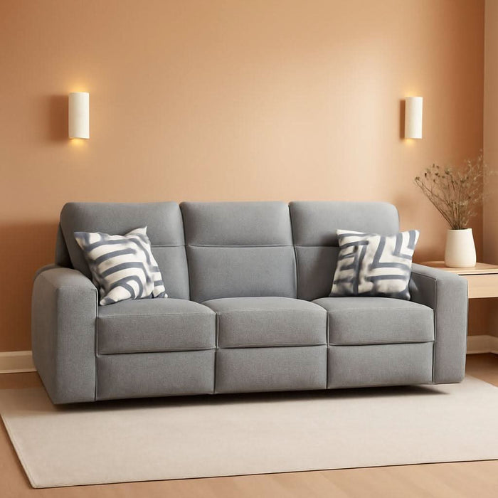 Biscoe Casual UV Resistant Power Reclining Sofa with Adjustable Headrest and USB Ports, Light Gray