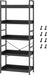 5 Tier Bookshelf, Adjustable Industrial Bookcase, Vertical Tall Book Shelf, Wood and Black Metal Open Bookshelves for Home Office, Living Room, Bedroom