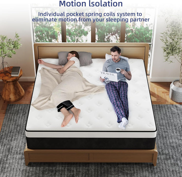 Full Mattress, 12 Inch Full Hybrid Mattress in a Box with Memory Foam, Medium Firm, Euro Top, Reinforced Edge Support, Pressure Relief & Motion Isolation, Certipur-Us Certified