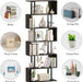 S Shaped Bookshelf, Modern Geometric Bookcase, 6-Tier Black Display Case Book Shelf