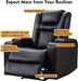 Black Leather Recliner with USB & Cup Holders