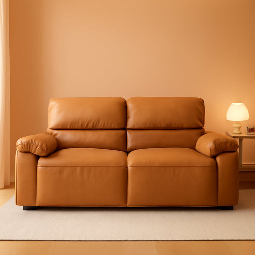 68 Inch PU Leather Loveseat MidCenturyModern Brown