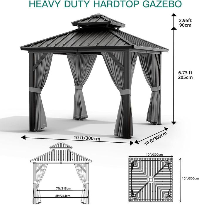 10x10 Ft HeavyDuty Weatherproof Gazebo AllSeason Backyard