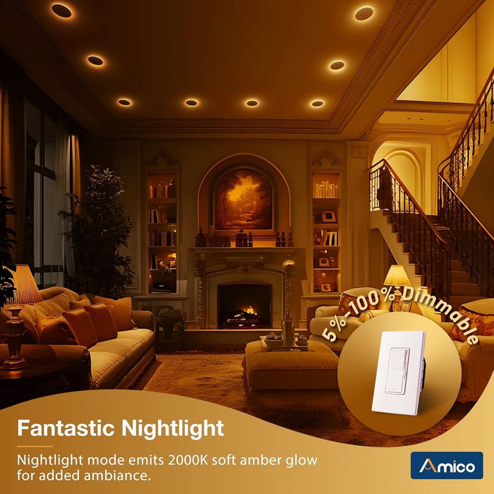 4 Inch Square LED Recessed Lighting, 5CCT Selectable 2700K/3000K/3500K