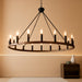 48" Wagon Wheel Light Fixture Large Wood Farmhouse Chandelier 20-Light
