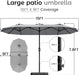 15Ft Patio Umbrella with Base,Large Outdoor Double-Sided Rectangle Umbrella with Crank Handle, Market Umbrella for Poolside Garden Deck Backyard Beach Pools, Gray