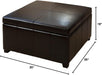 Forrester Brown Leather Square Storage Ottoman, 35 by 35 by 19