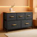 Dresser TV Stand, Fabric Dresser with 5 Drawers, Dresser for Bedroom, Wide Dresser, Storage Tower, Chest of Drawers for Closet, Living Room, Hallway, Dull Grey