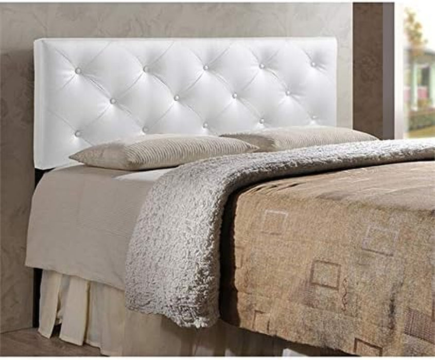 Baltimore Modern and Contemporary King White Faux Leather Upholstered Headboard