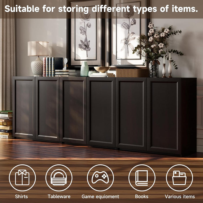 Modern Sideboard Accent 3 in 1 Buffet Storage Cabinet Display Buffet Cabinet Credenza with Adjustable Shelves for Dinging Room Living Room Entryway Coffee Bar,Dark Brown