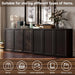 Modern Sideboard Accent 3 in 1 Buffet Storage Cabinet Display Buffet Cabinet Credenza with Adjustable Shelves for Dinging Room Living Room Entryway Coffee Bar,Dark Brown