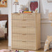 Farmhouse Fluted 6 Drawers Dresser for Bedroom, 42" Tall Modern Chest of Drawers with Curved Profile Design & Metal Handle,Natural Wood Drawer Organizer for Bedroom