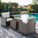 3 Piece Wicker Patio Furniture Set - Outdoor Rattan Conversation Set with Soft Cushions & Glass Coffee Table for Balcony, Porch, Small Backyard - All Weather Beige Bistro Set, Beige