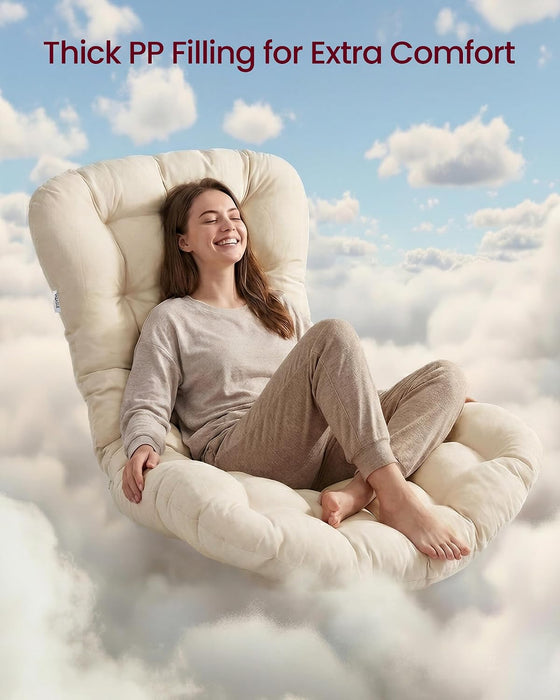 Outdoor Rocking Chair with Extendable Footrest, Removable Cushion